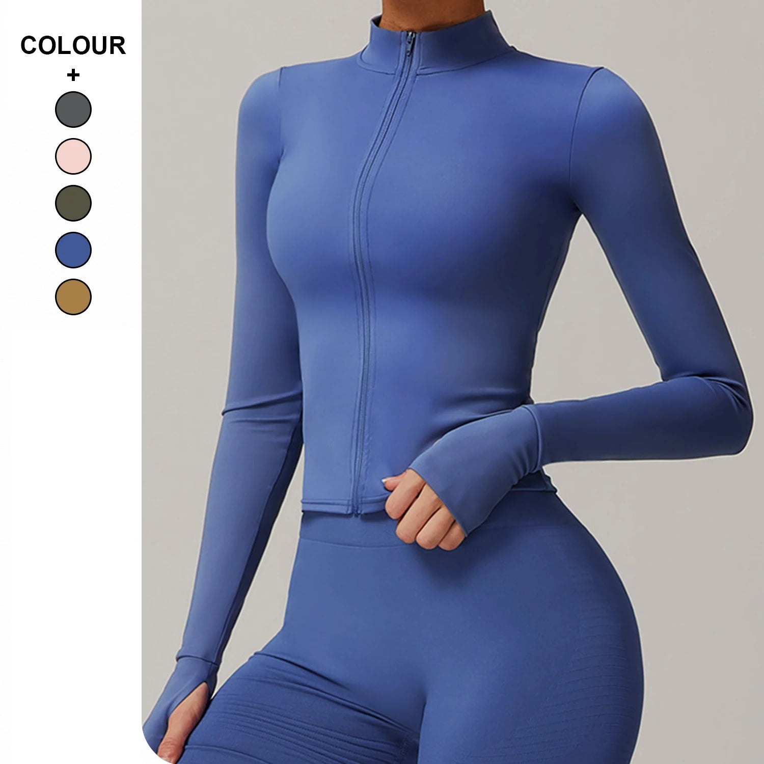 Autumn Winter Zipper Tight Running Sports Tops Breathable Fitness Jacket Women Training Quick Drying Long Sleeved Yoga Clothes