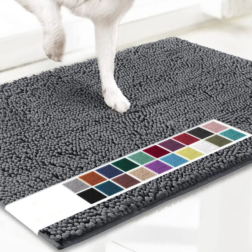 Microfiber Dog Door Mat for Indoor Outdoor Quick Dry Chenille Entryway Carpet Non-Slip Absorbent for Summer Winter Soft Pet Rug