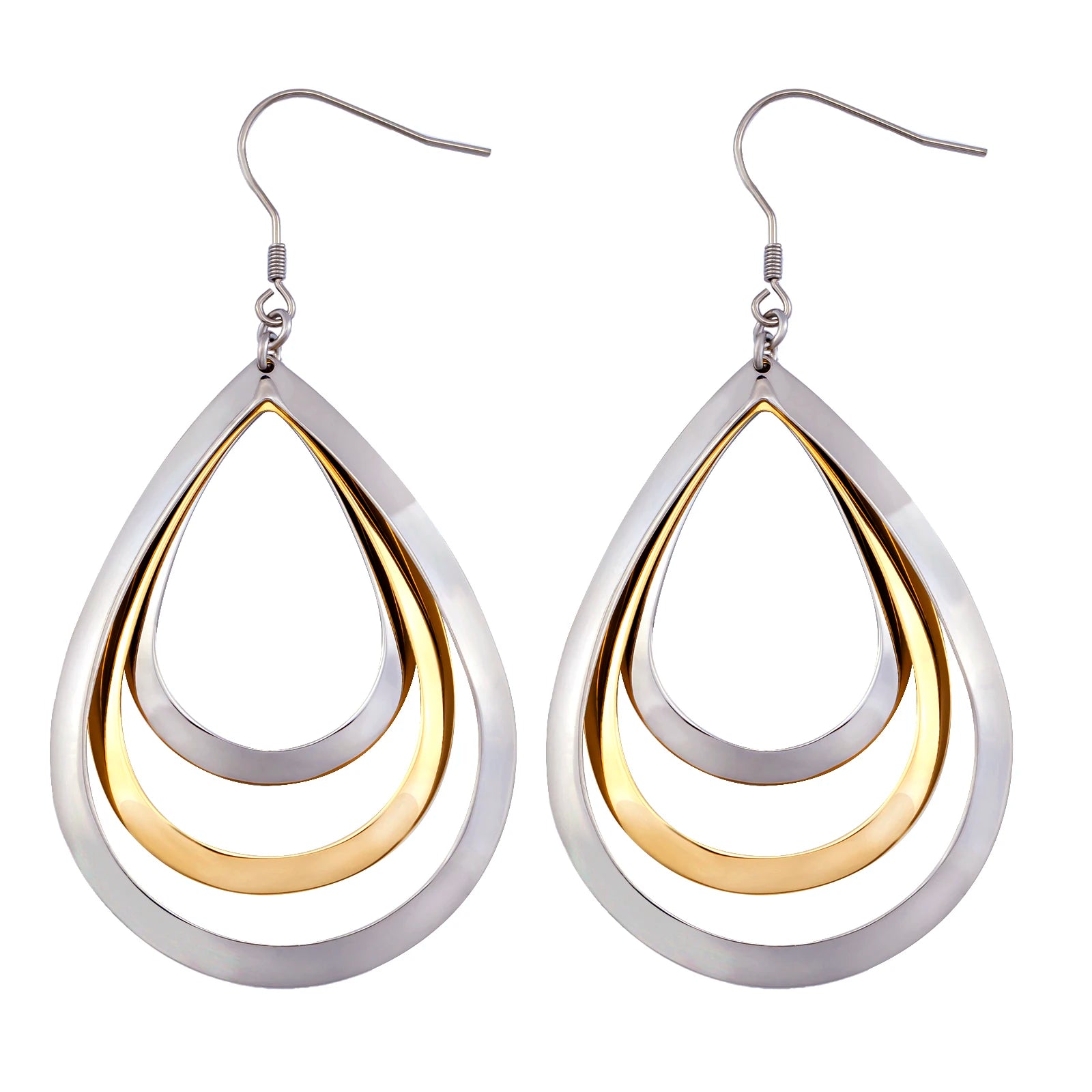 Personality Exaggerated Metal Creative Type Drop Earrings Hollowed Polished Hook Dangle Stainless Steel Gold Plated