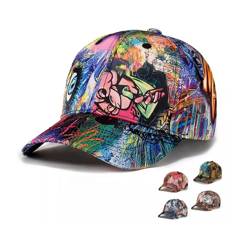 Wholesale Vintage Graffiti 6 Panel Hip Hop Styling Sports Baseball Caps Snapback Cap Hats for Men Women Outdoor Travel Sun Proof