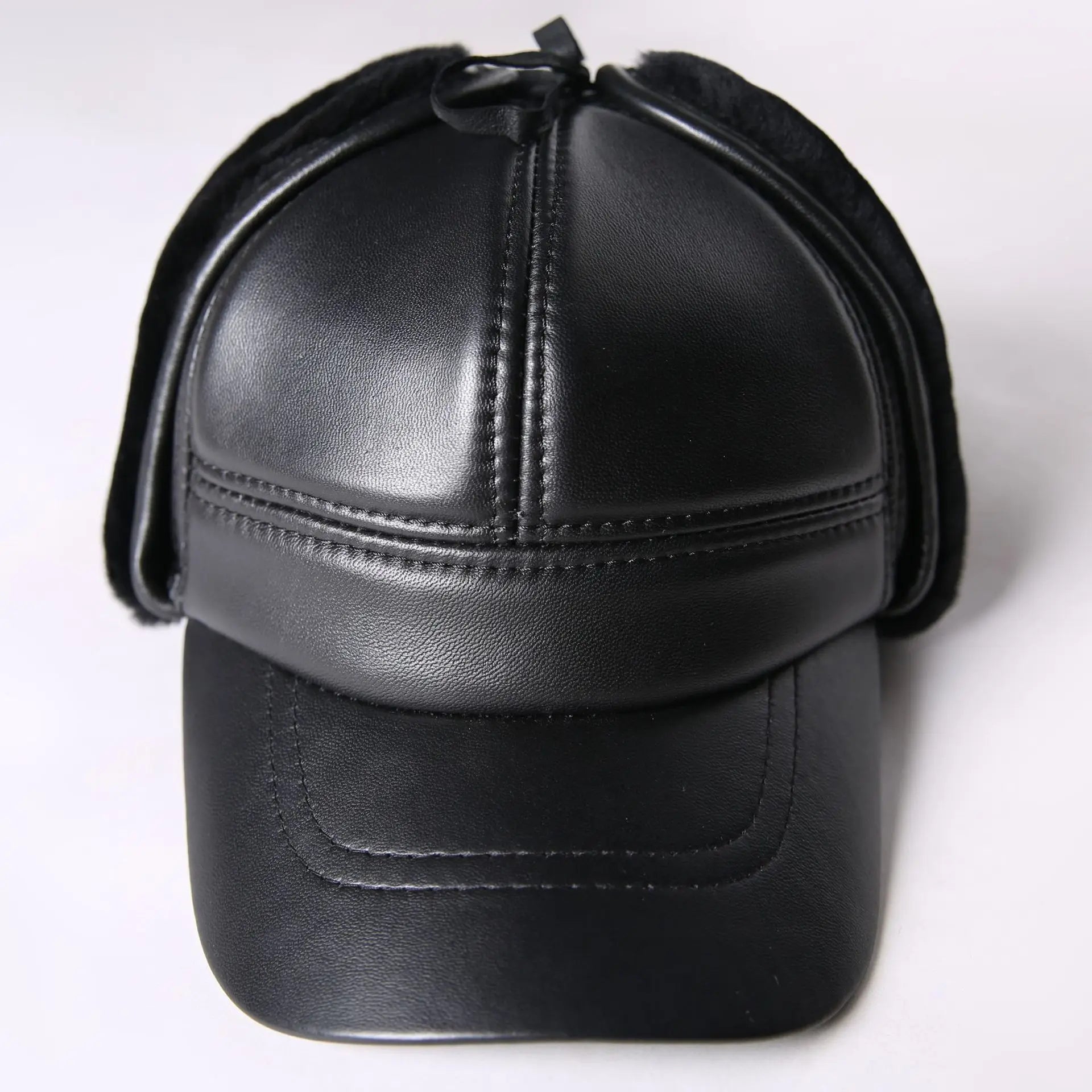 X1745 Genuine Leather Hats  Ear Protective Leather Caps  Cowhide Trucker Hat