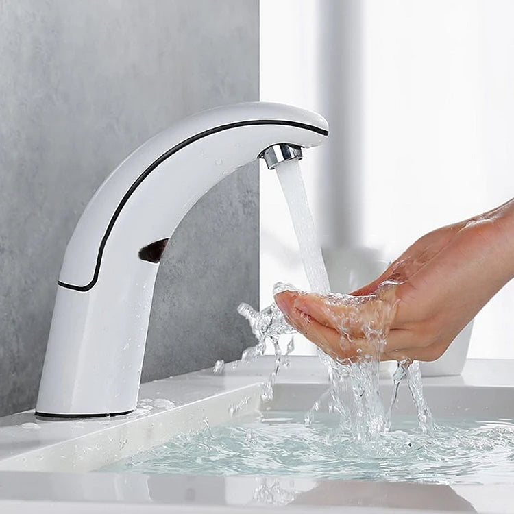 Auto Sensor Tap  Touchless Brass Water Faucet for Basin/Sink  White Bathroom Faucet