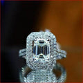 CAOSHI OEM ODM Large CZ Jewelry Ring Women Luxury Emerald Cut Silver Coating Cubic Zirconia Rings Wedding
