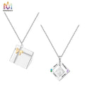 Customized Stainless Steel Necklace with Zircon New Design Rhombus Pendant Link Chain Valentine's Day Gift Box