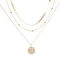 Multi Three-Layer Women Geometric Necklaces Jewelry Flower Round Pendant Charm Link Chain Necklace