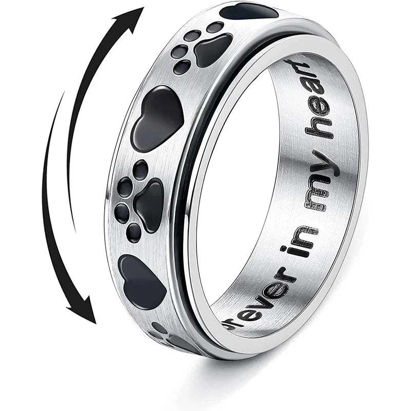 SC Popular Fashion Stainless Steel Rings Korean Gold Silver Anxiety Rings Trendy Pet Paw Spinner Fidget Rings to My Dauther