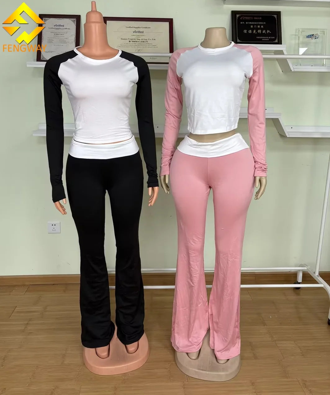 2025 Fall  Women Tracksuit Long Sleeve Pullover Sweatshirt  Jogger Two Pieces Pants Set Thick Fleece Flared Pants Set