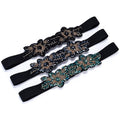 New Handmade Stitched Crystal Beads Rhinestones Rice Bead Elastic Belt for Ladies Narrow Belt