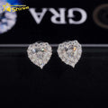 Hip Hop Jewelry Pass Tester GRA Certified Stocks Brilliant Diamond 925 Sterling Silver Moissanite Stud Earrings Heart Earrings