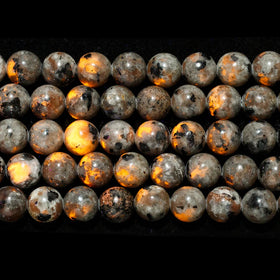 Newest Yooperlite Stone Beads Flame Orange Light Fire Gemstone Loose round Beads for Bracelet Necklace Making