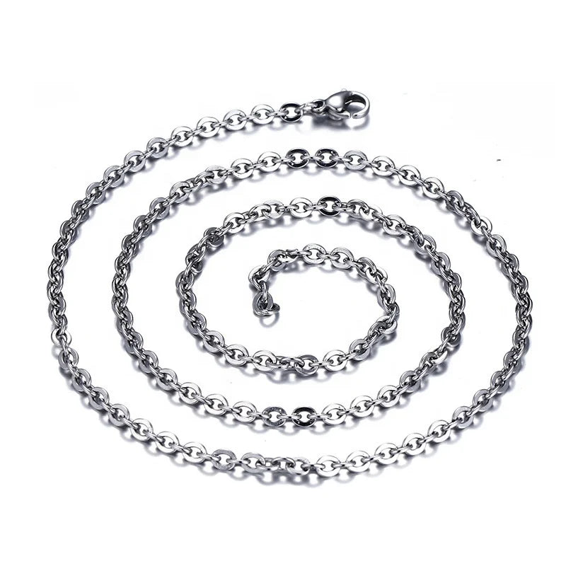 Factory Wholesale Fashion Pendant with Chains Necklace 14K 18K Gold Plated Steel O Shaped Chain 2mm Custom Chain Pendant
