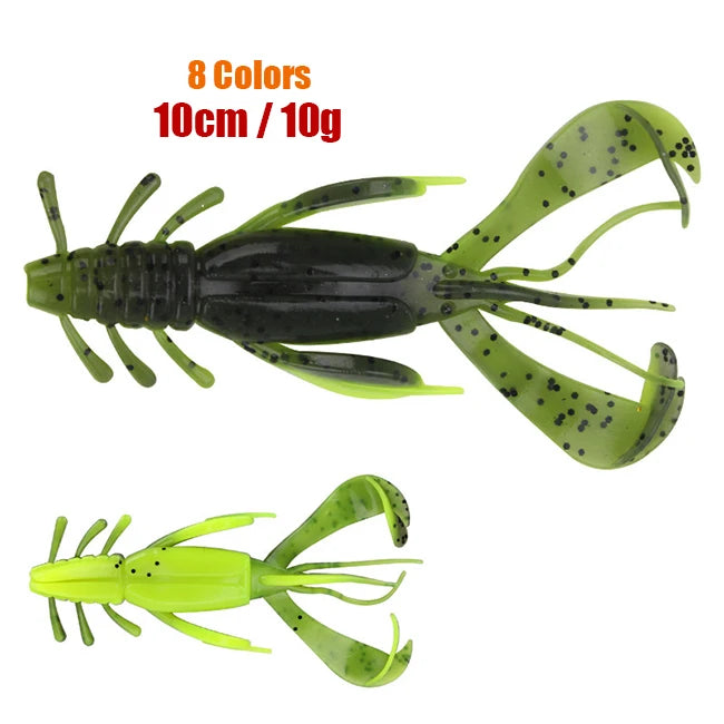 Guosong 8colors 3.9inch10g 4pack 47g Pvc Soft Plastic Craw Escape Twin Swim Creature Bait Lure
