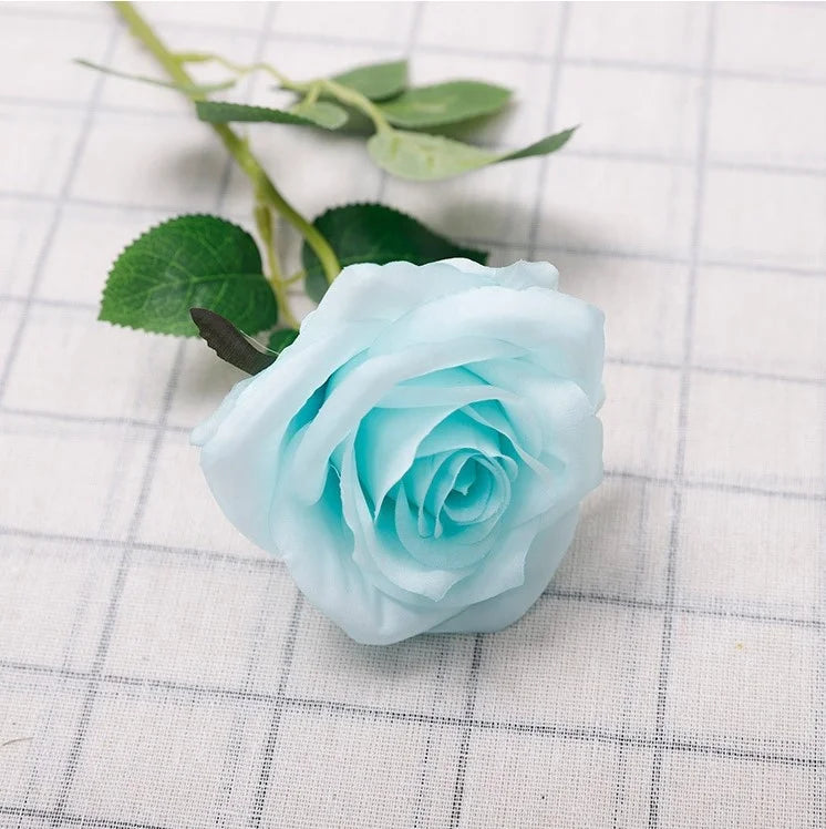 O-X005 Wholesale Artificial Rose for Floral Arrangement White Pink Silk Rose Stem Single Rose Flowers for Home Wedding Decor