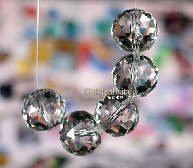 GOLDENHAITAI Crystal Prism Ball Suncatcher Center Hole for Window Home Hanging Craft Decoration 20/ 30/ 40mm