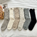 Wholesale Solid Color Woolen Cable Knit Bed Sleeping Socks Women Winter Thick Warm Knitted Wool Crew Socks