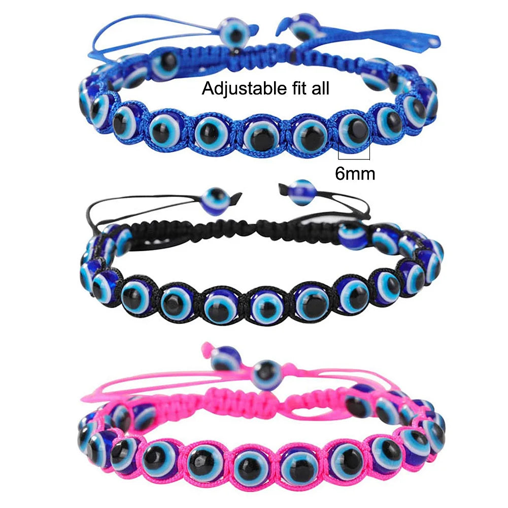 G475 Women Jewelry Adjustable Rope Turkish Blue Bracelet Handmade Woven Braided Bead Eyes Bracelets