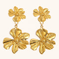 Dingran Elegant Ladies Jewelry Flower Drop Earrings Luxury Exaggerated Gold Plated Statement Earrings