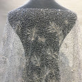 Custom Wholesale Price Sequins Luxury Bridal Lace Fabric White Ivory Silver Beaded Embroidered Lace Fabric