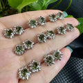 Handmade Healing Crystal Stone Jewelry S925 Sterling  Silver Natural Faceted Czech Meteorite Stud Earrings