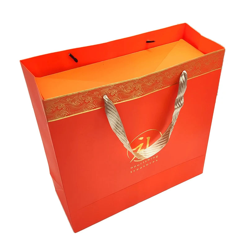 New Matte Orange Coated Paper Custom Packaging for Cosmetic Shopping Environmentally Friendly Watch Bag