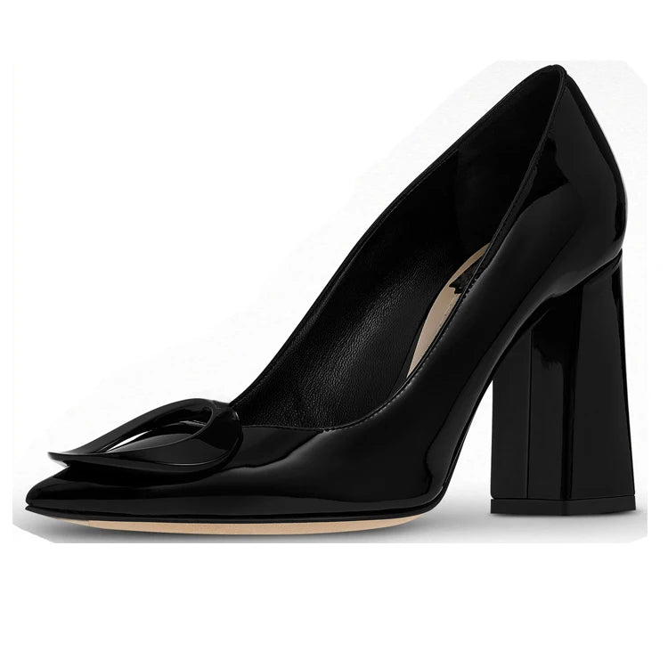 Luxury Trendy 2024 Genuine Leather Top Grade Pointed Toe Hoof Heels Slip-On Bridal Shoes Summer Office Wear Comfort Cushioning