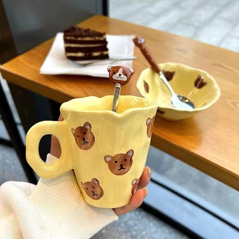 Ins Style Creative Hand-Painted Cloud Ceramic Tea Cup with Handle Eco-Friendly 350ml Fruit Juice Coffee Mug