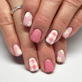 24pcs 3899 3D Classic PMMA Gold Glitter Cherry Short Square Nails False Nails Artificial Fingernails Customize