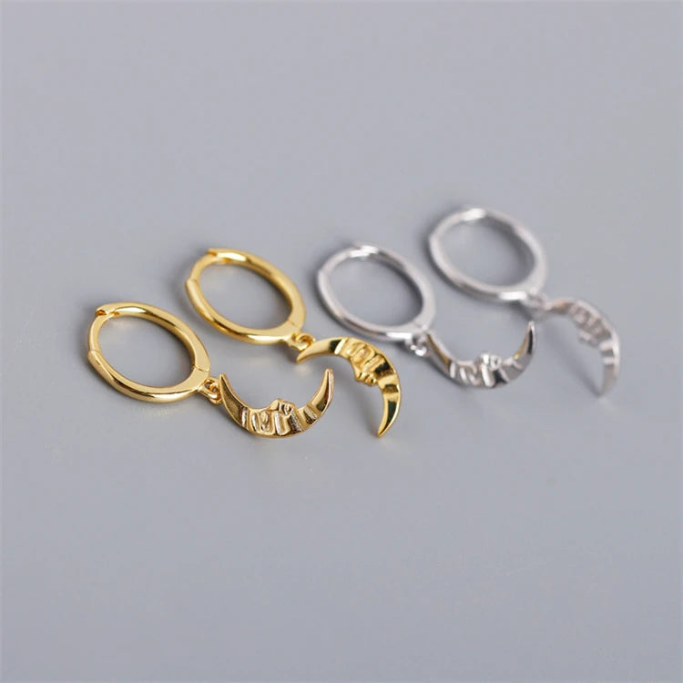 Geometric Baroque Style Moon Crescent 18k Gold 925 Sterling Silver Fashion Hoop Earrings for Women