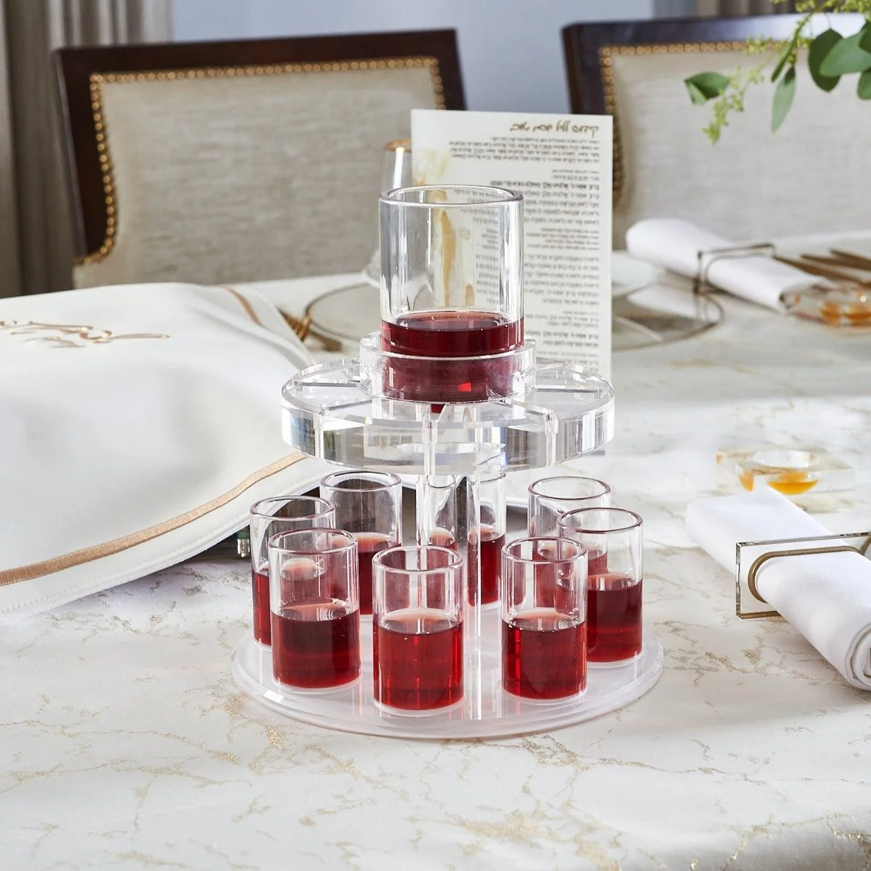 Custom Judaica Lucite Kiddush Fountain Acrylic Wine Dispenser for Waterdale Jewish Shabbos Shabbat Rosh Hashana Passover Purim
