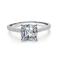 JZ1404 Luxury 925 Sterling Silver Wedding Rings for Women Cushion Cut Wedding Ring Simulated Diamond Engagement Ring Jewelry