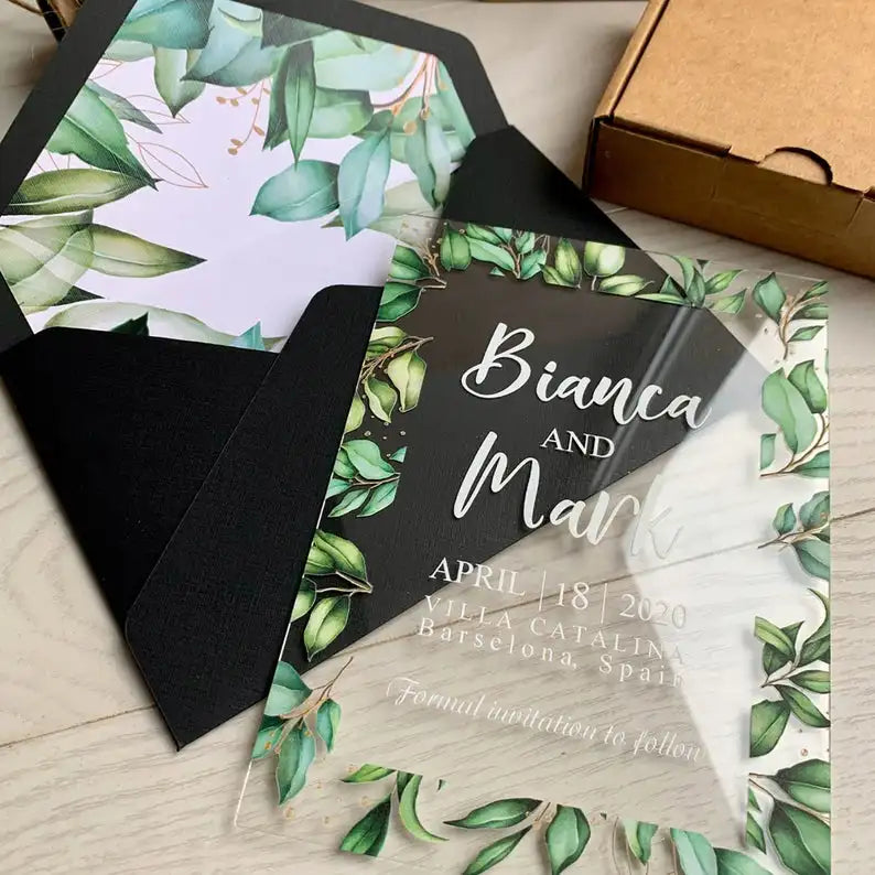 Luxury Design Custom Full Color Photos Printing Acrylic Wedding Invitation