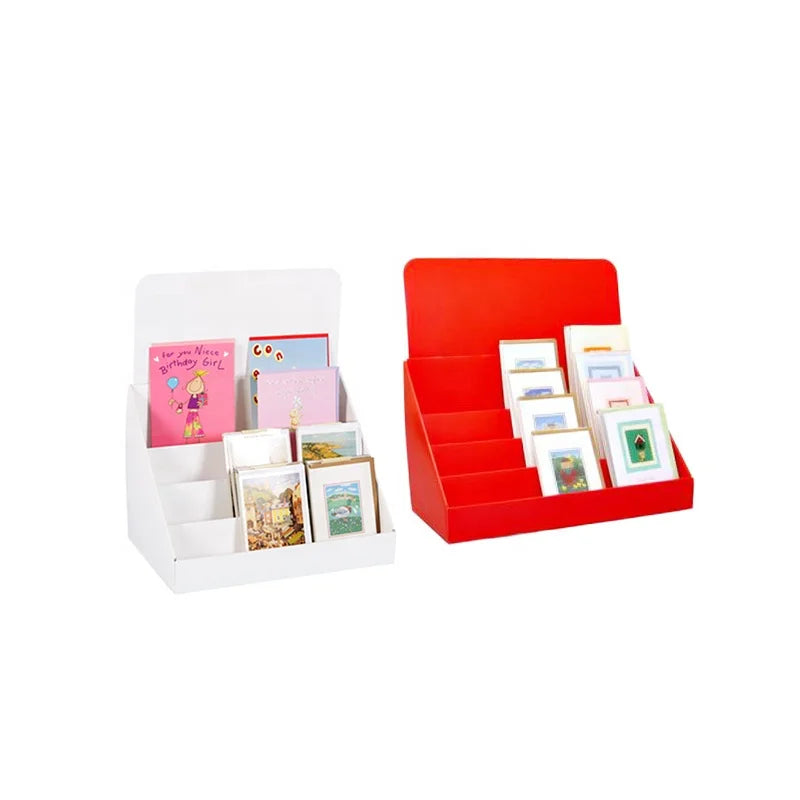 Eco-Friendly Recyclable Cardboard Display Stands Plain Printed Foldable Rack for Greeting Cards
