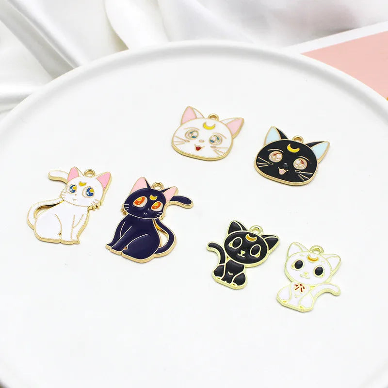 Wholesale Gold Plated Enamel Cat Charms for Jewelry Making Necklace Bracelet Earring and Slime DIY Jewelry Accessories Charms