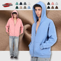 SanDian High Quality Metal Zipper 350G Velvet Mens Jackets Ribbed Cuff Custom Hoodie Long Sleeve Zip up Hoodies