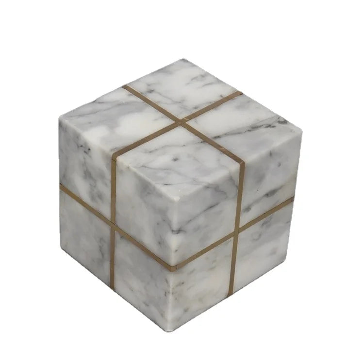 Deluxe Business Gift Marble Stone Black Starry Sky Paperweight Marble Stone Home Office Decoration