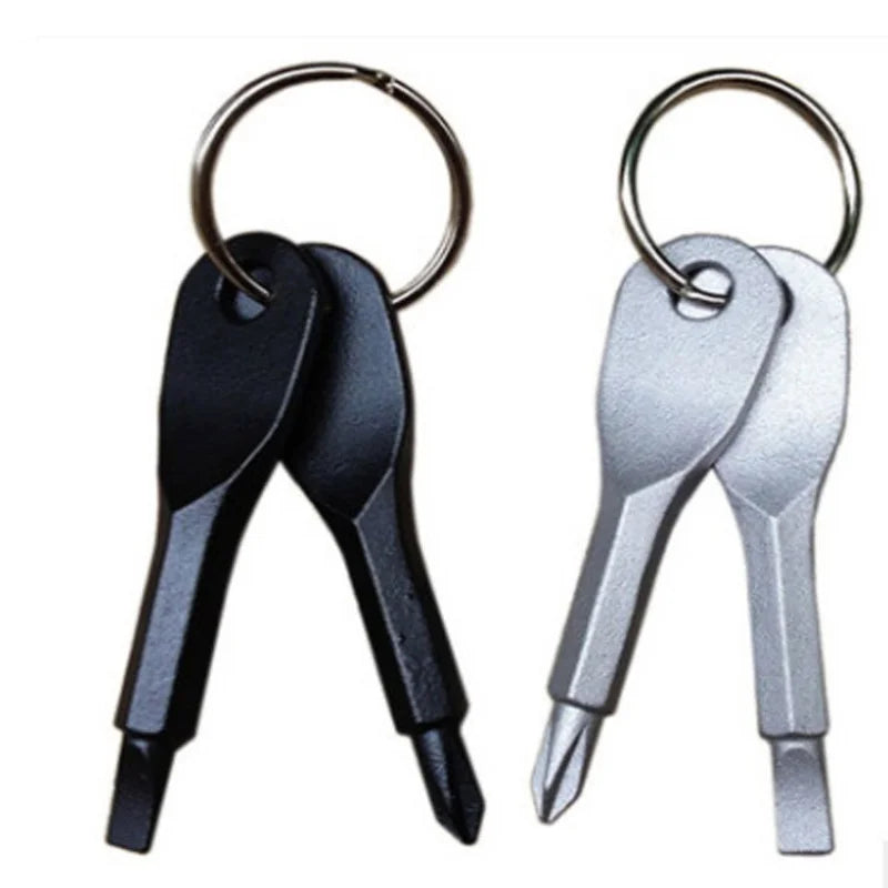 2023 Outdoor Portable Multifunctional Tool Stainless Steel Keychain Screwdriver Flathead Head Keyring Key Chain