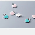 Wholesale DIY Solid 925 Sterling Silver Love Heart Pendant Cute Pink Green Heart Charm with Zircon for Gift