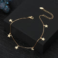 RINNTIN SA27 Fashion Jewelry Anklets Leg Chain Bracelets 925 Sterling Silver 14K Gold Plated Star Pendant Anklets Women