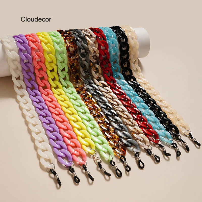 Resin Eyewear StrapNecklace Manufacturer Spectacle Chain Custom Amber Color Chain for Sunglasses Phone Acrylic Glasses Chain