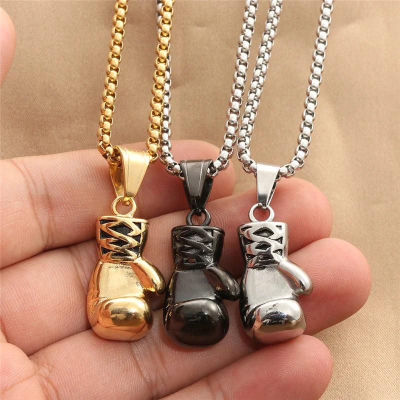 MECYLIFE Stainless Steel Hiphop Pendant Necklace Mens Boxing Jewelry Sports Necklace