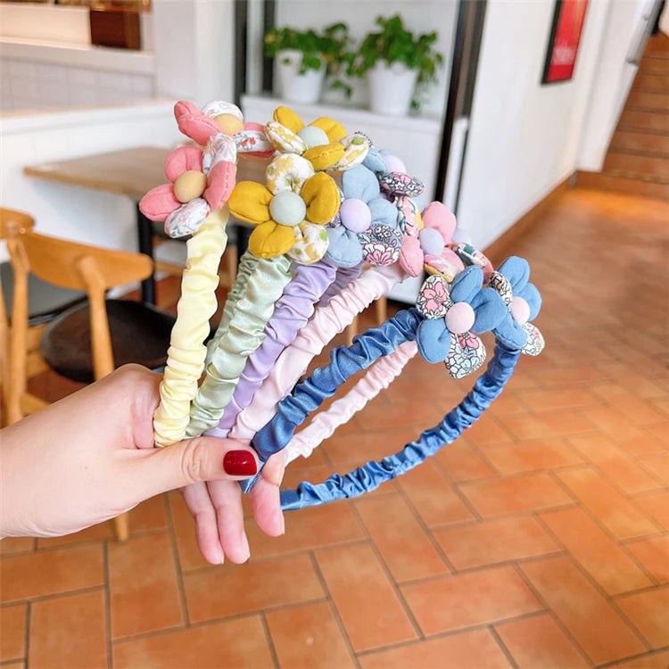 Teenage Girls Cloth Wave Design Flower Hairbands Korea Design Latest Headbands for Toddle Girls
