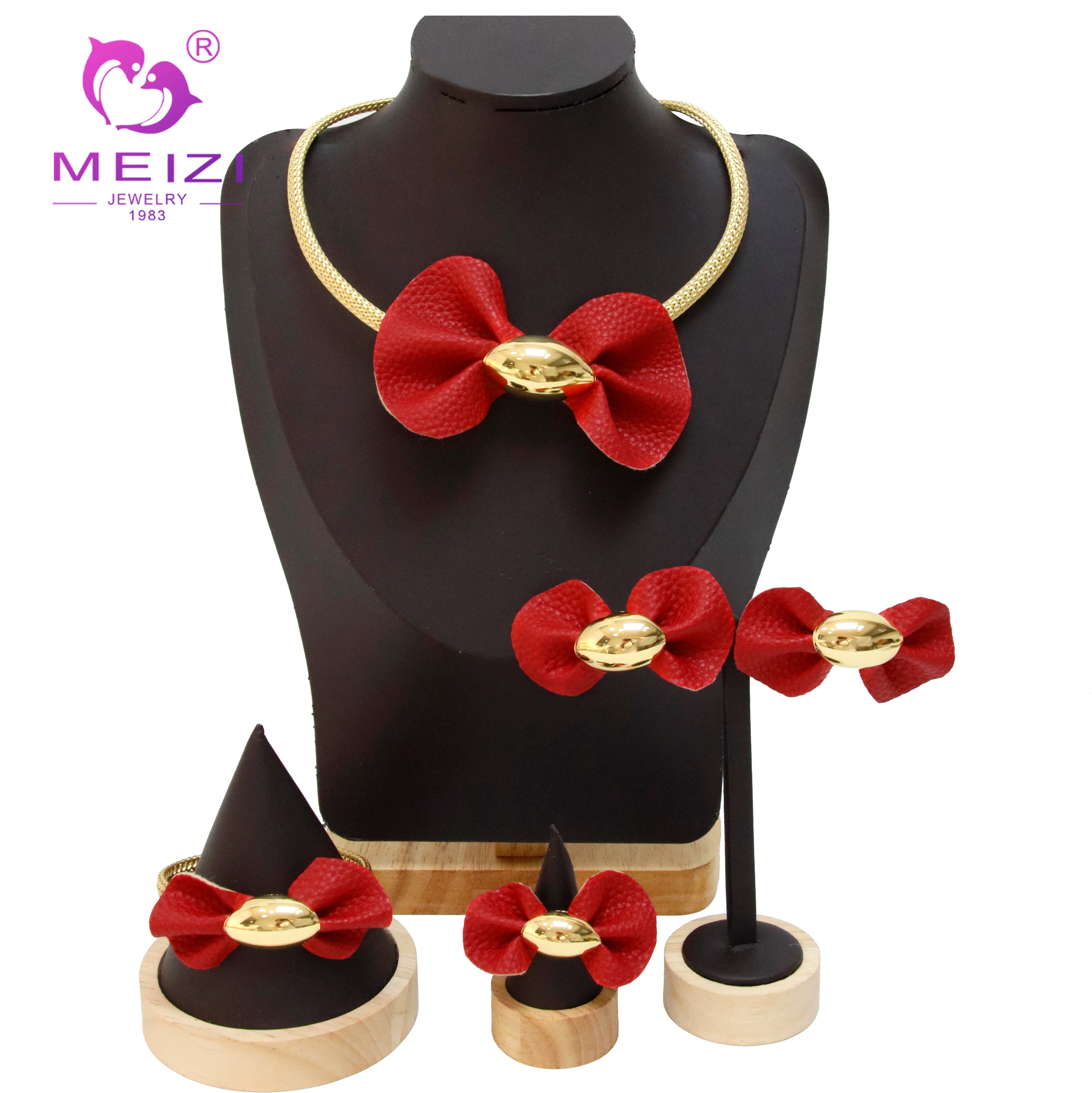 MEIZI Red Butterfly Gold Jewelry Sets for Women Christmas Party Gift for Wedding Party Decoration