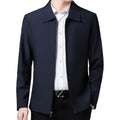 Spring Men Smart Casual Jackets Black Navy Blue Turn Down Collar Zipper Front Lightweight Coat Male Business Out Fits XXXXL Thin