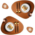 Faux Leather Placemats and Coasters Set Round Leather for Dinner Table Mats Heat Resistant Non-Slip Washable Place Mats