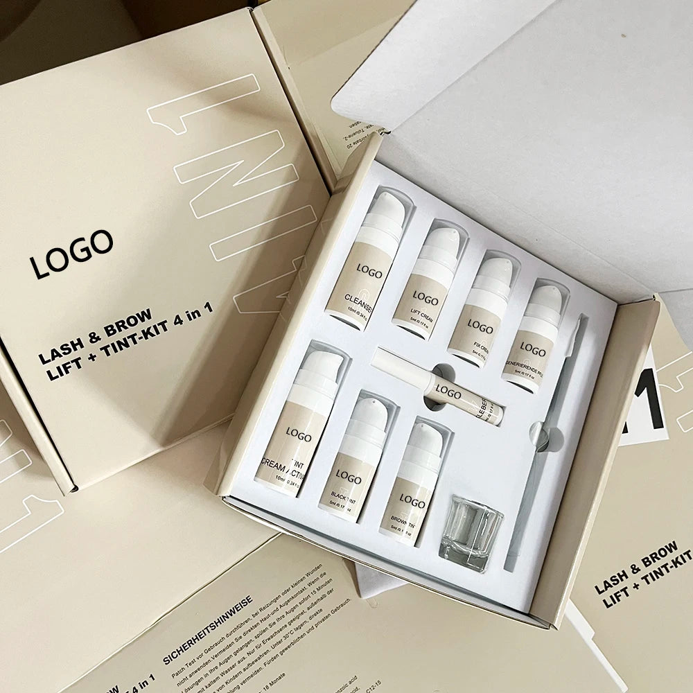 Custom logo Lash & Brow Lift + Tint 4 in 1 Kits Brow Lamination Kit Eyelash Lifting Professional Lash Perm Lift and Tint Kit
