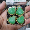 CZ8740 18k Gold Plated CZ Paved Natural Green Jade Stone Laughing Buddha Guanyin Statue Pendant Amulet Talisman Buddha Pendant
