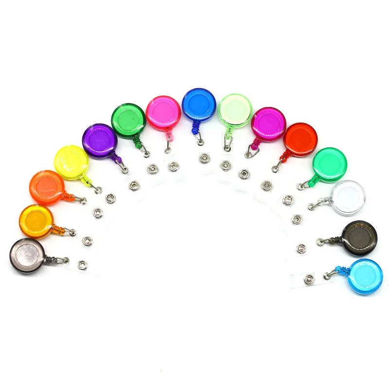 Plastic Retractable Badge Reel ID Card Name Lanyard Badge Holder Conference Card Key Reel Roller Clip