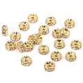 Wholesale 18K Gold Color 4/6/8/10mm Crystal Rhinestone Rondelle Spacer Beads Metal Material for Jewelry Making