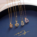 Gold Plated Charm Pendant Delicate Diamond Crown Gourd Necklace Jewelry Titanium Stainless Steel for Women Link Chain Necklaces