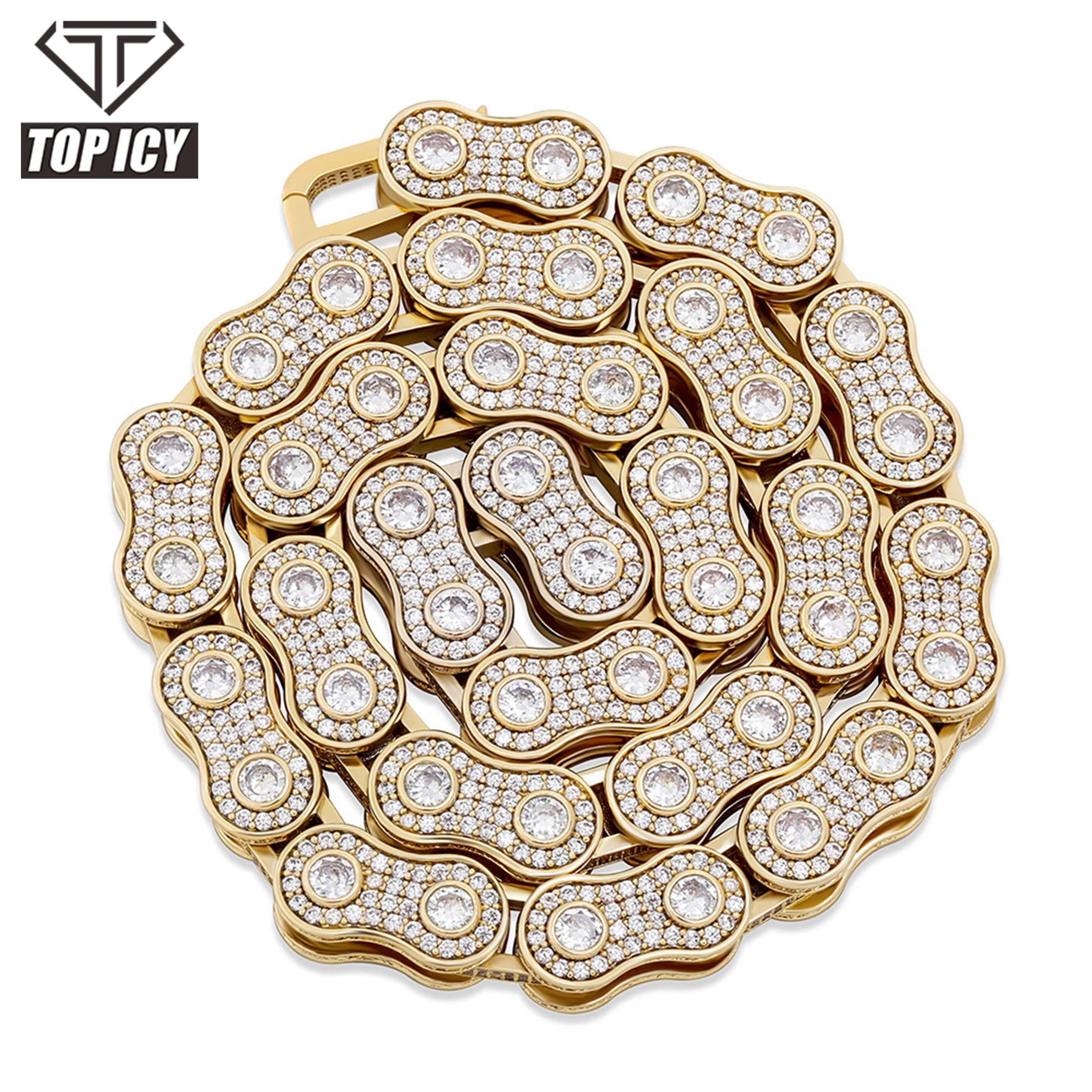 Hip Hop 5A Zircon INS Bicycle Chain Design Luxury Men's Cuban Link Necklaces Rhodium Plated for Parties Weddings Wholesale